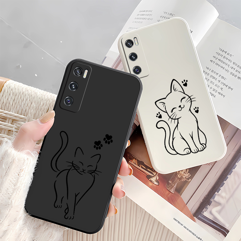 Cute Cat Line Black Phone Case - đánh giá và giá Vivo V40